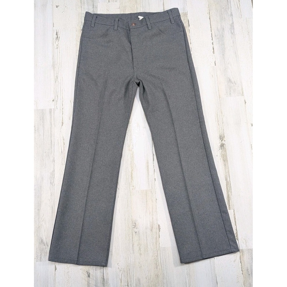 Vintage Levis 517 Stay Prest Mens 35x31 Gray USA Made Scovill Zip Bootcut Pants